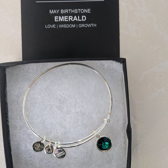 ALEX AND ANI Emerald Swarovski Charm Bangle - Picture 2 of 9
